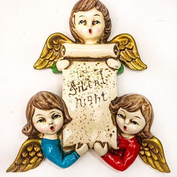 Angels Sing Silent Night Vintage Wall Plaque - Picture 3 of 9